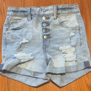 Aeropostale: Light Blue Distressed Jean Shorts